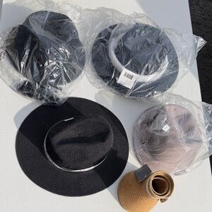 Wide Brim Fedora Hat with Band - Black and Tan